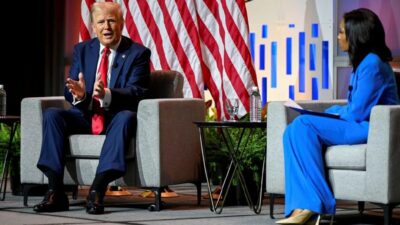 Trump at NABJ with Rachel Scott - via screenshot
