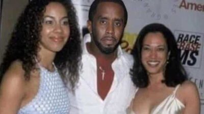 Altered pic of Sean Diddy Combs (center) and Kamala Harris (and Montel Williams' daughter on right)