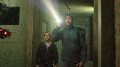 AnnaSophia Robb as Summer McBride and Aaron Pierre as Terry Richmond on the set of Rebel Ridge