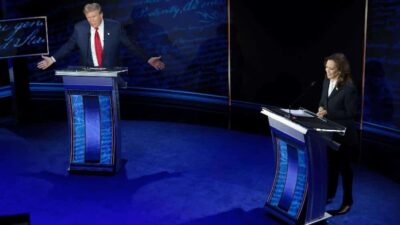 Donald Trump vs Kamala Harris at debate (Win McNamee-Getty Images via CNN Newsource)