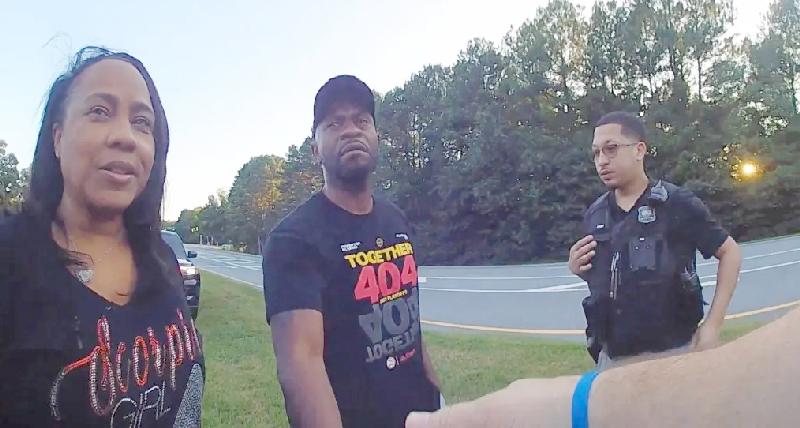 Fani Willis seen with ex Nathan Wade amid daughter's legal issue // Fani Willis and Nathan Wade (and officer) - Tyrone GA Police Dept screenshot