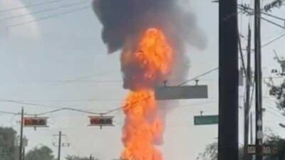 Fireball -from pipeline explosion in LaPorte, TX - via X
