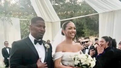 Jamie Foxx walks daughter Corrine down the aisle - via Instagram