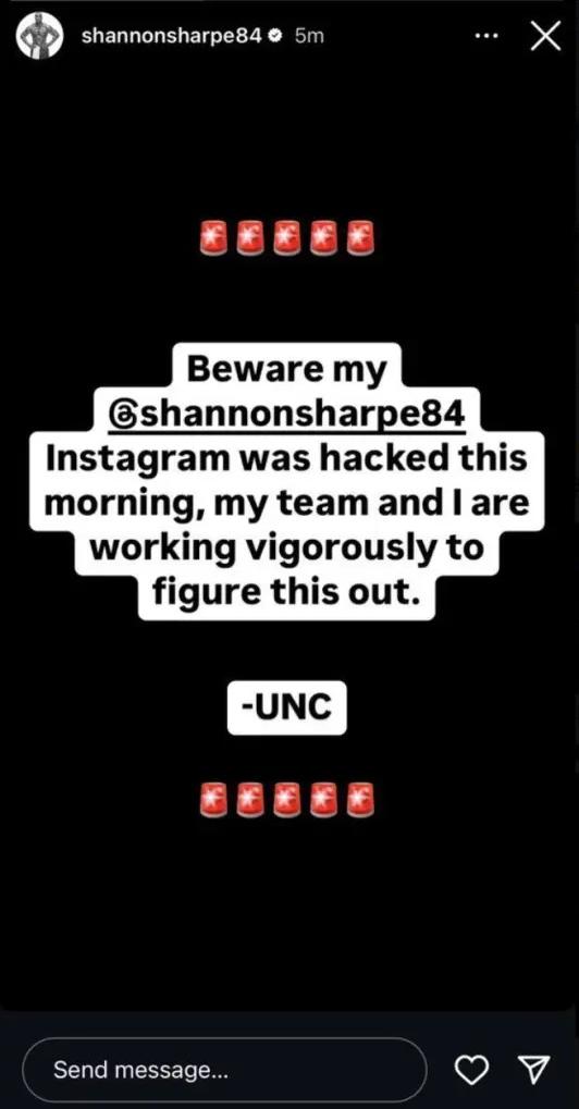 Shannon Sharpe says his IG was hacked