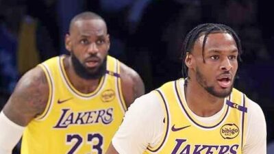 LeBron and Bronny James - Getty