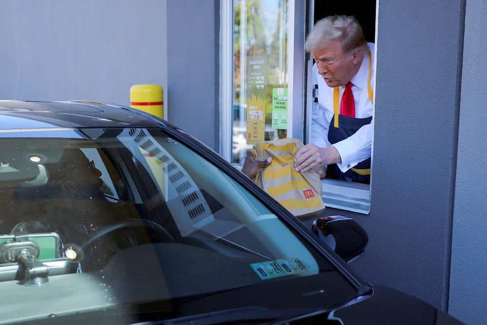 Donald Trump working at McDonald's (Brian Snyder-Reuters via CNN Newsource)
