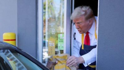 Donald Trump working at McDonald's (Brian Snyder-Reuters via CNN Newsource)