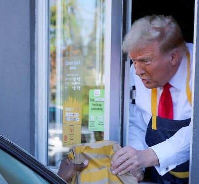 Donald Trump working at McDonald's (Brian Snyder-Reuters via CNN Newsource)