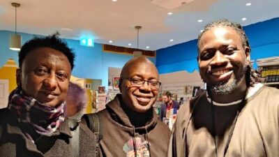 Ethiopian Cartoonist Alex Tefera, TAYO Fatunla and Samuel Ojo at the Cartoon Museum London
