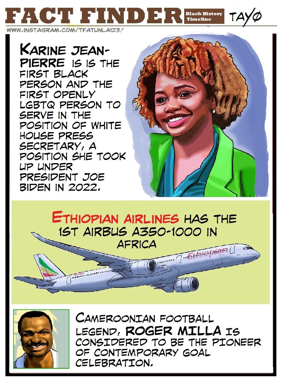 Fact Finder Highlights Key Facts About the Black Diaspora // FACT FINDER - KJP- Ethiopian Airlines - Roger Milla