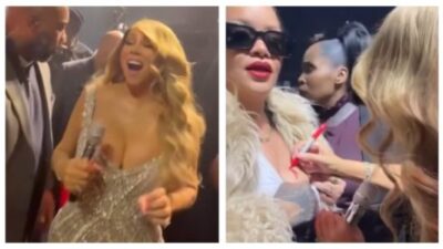 Marian Carey signs Rihana's breast
