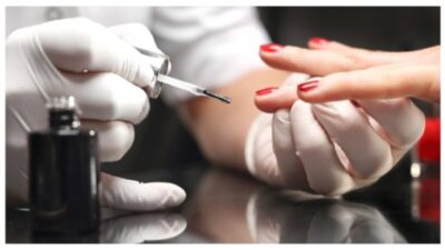 Decoration on the nails, manicure salon