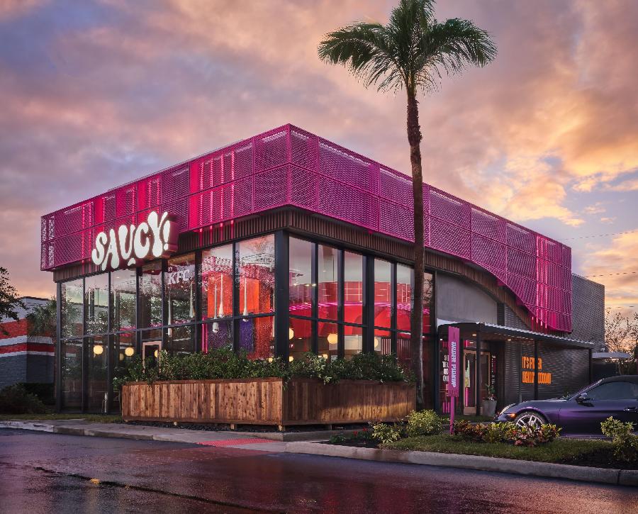 KFC's 'Saucy' Prototype Opens in Orlando, Showcasing Sauces // Saucy by KFC (Courtesy KFC via CNN Newsource) 