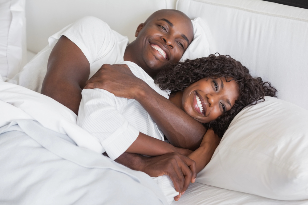 Intimate couple cuddling