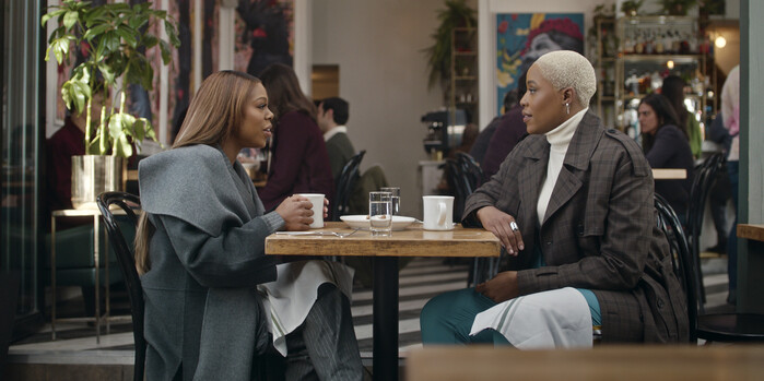 Eva (Gail Bean) and Tye (Jerrie Johnson) in HARLEM S3 Photo Credit: Courtesy of Prime &copy; Amazon Content Services LLC