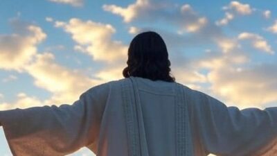 Jesus with arms outstretched - via Grok AI