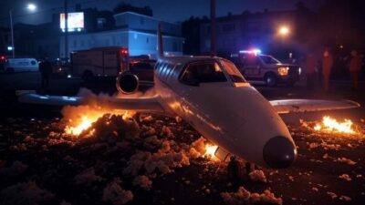 Learjet after crashing - via Grok AI