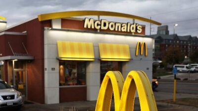 McDonald's Restaurant drive-thru at night (Mario Tama-Getty Images via CNN Newsource)
