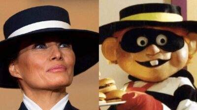 Melania Trump's hat and Hamburglar - screenshot