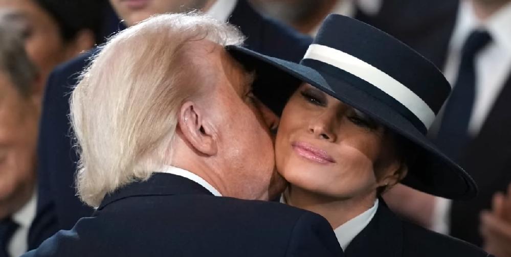 Melania Trump's hat and kiss from Daddy Donald - screenshot