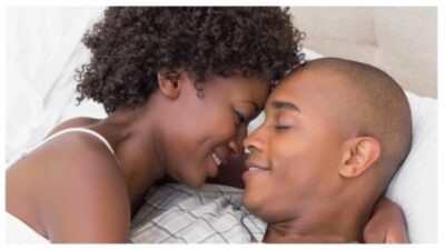 Intimate couple cuddling