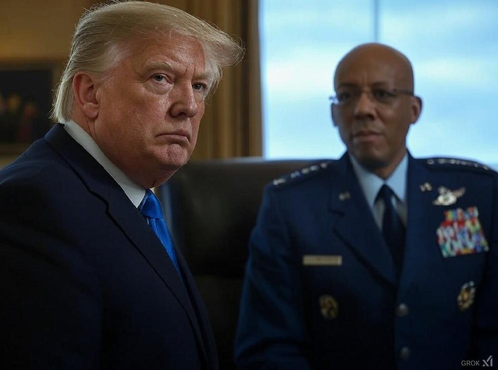 Donald Trump and Air Force Gen CQ Brown Jr - via Grok AI