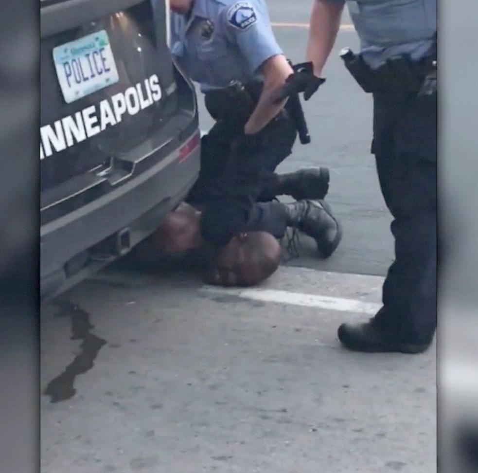 George Floyd with Derek Chauvin's knee on his neck - screenshot