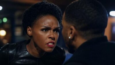 Janelle Monae scowling at Nelly - via Grok AI