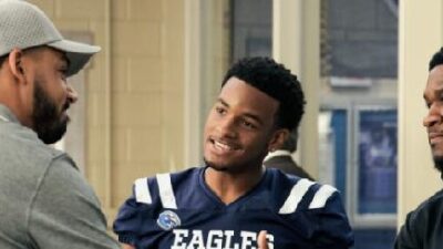 Michael Evans (Jordan) Nathaniel Mcintyre (KJ) Osy Ikhile in scene from 'All American'