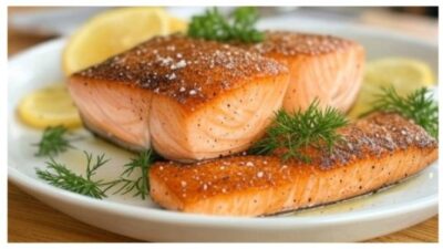 pan-seared salmon with skin on