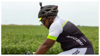 Donnie Seals Sr. riding bike in documentary