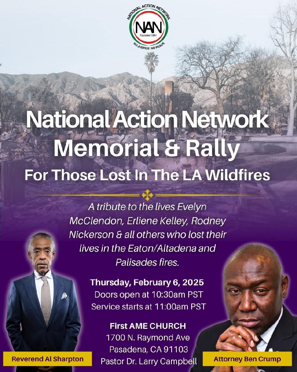 Rev. Al Sharpton to lead memorial, rally for wildfire victims // NAN Altadena Memorial & Rally
