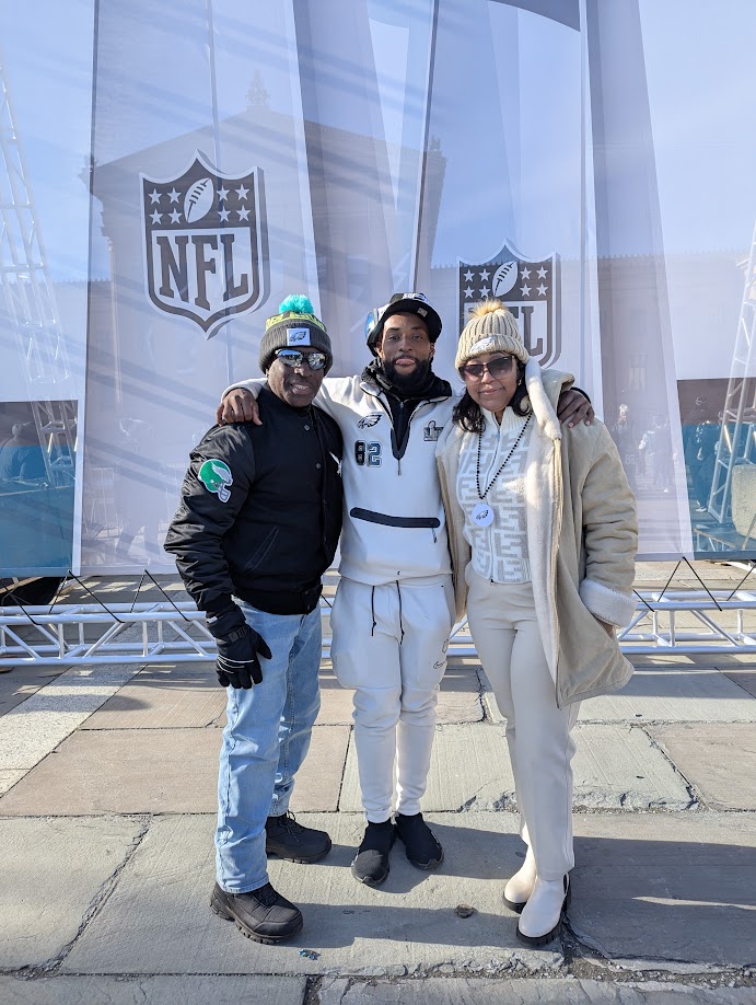 Philadelphia Eagles Super Bowl Celebration - Anais Smith (center) with parents