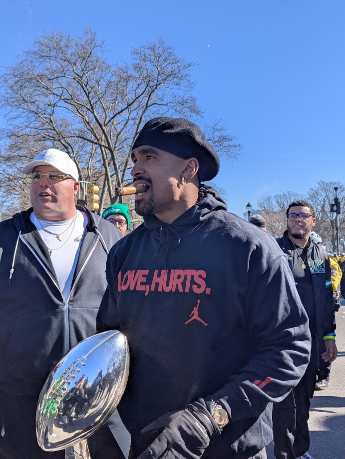 Philadelphia Eagles Super Bowl Celebration - Super Bowl MVP Jalen Hurts & Lombardi Trophy