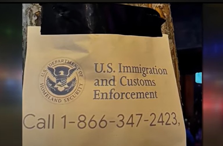 West Hollywood fake ICE signs