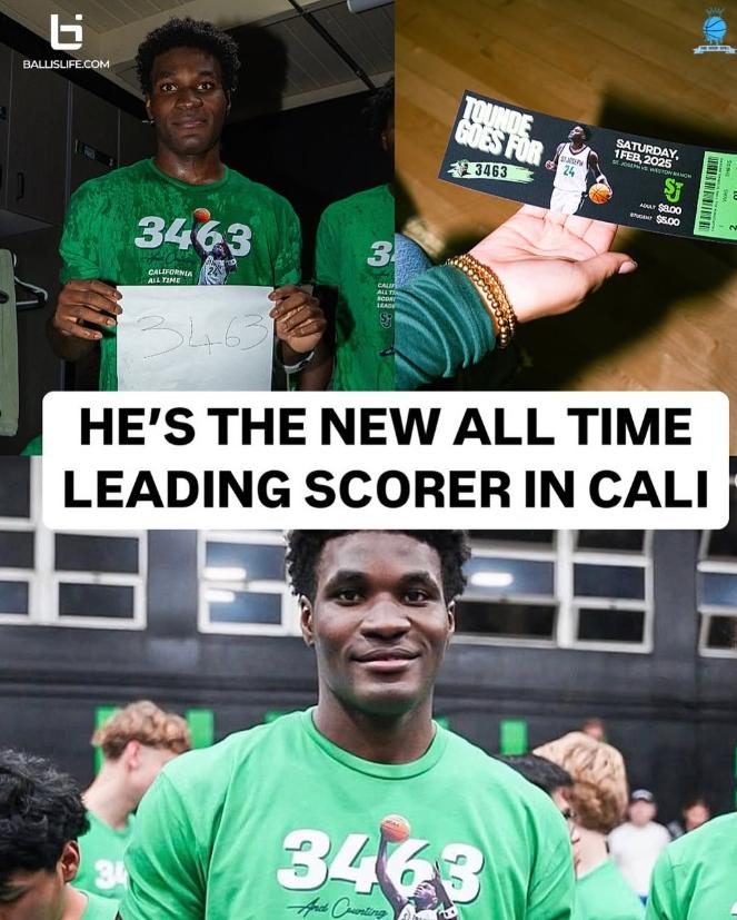 Tounde Yessoufou is now California&rsquo;s all-time b-ball scoring leader // Tounde Yessoufou - via Instagram