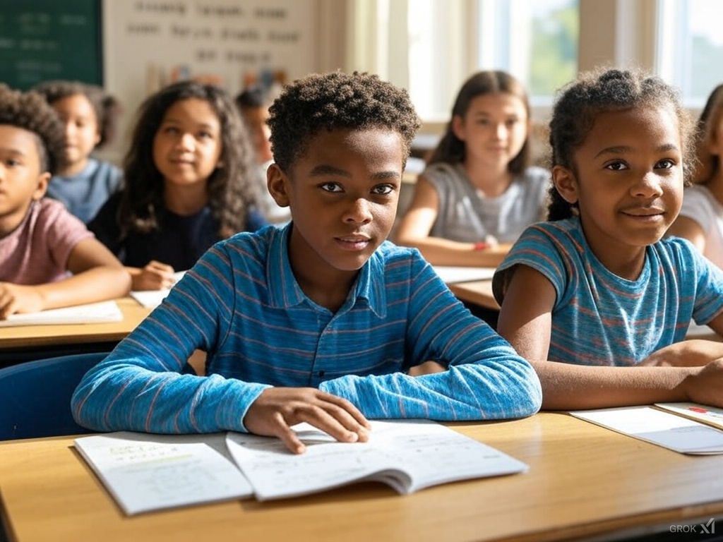 black kids in a classroom