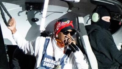 A$AP Rocky in helicopter at Rolling Loud - via X screenshot