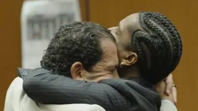 Joe Tacopina and A$AP Rocky hug it out after 'Not Guilty' verdict - screenshot