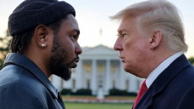 Kendrick Lamar and Trump face-off/via Grok AI
