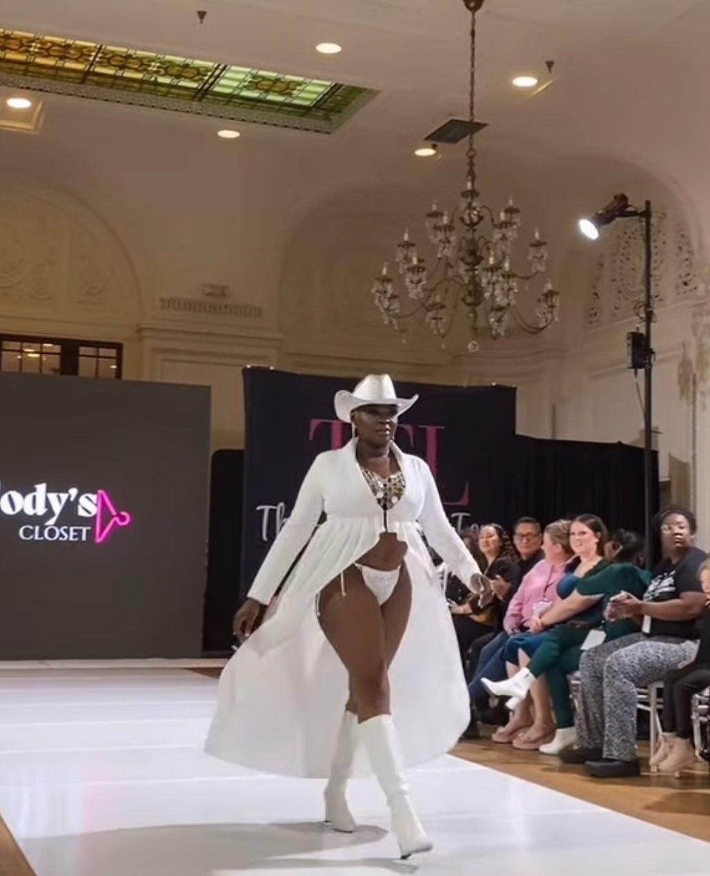 Melody Trice modeling her clothing brand Melody's Closet.