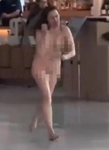 naked white woman at airport