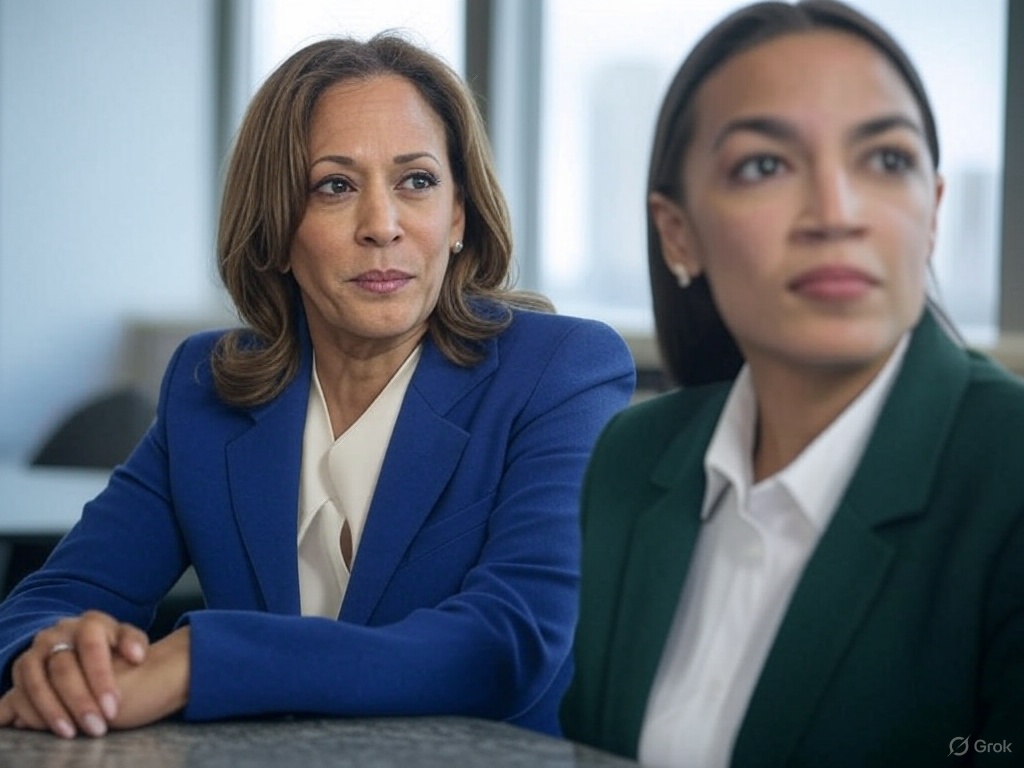 AI generated image of Kamala Harris and Alexandria Ocasio-Cortez