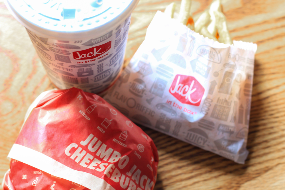 Jack in the box burger and fries