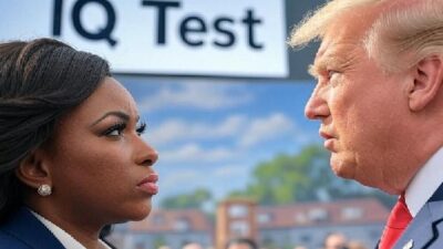 Jasmine Crockett and Donald Trump (IQ Test) - via Grok AI