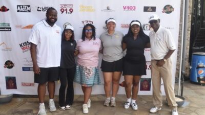 L to R: Timothy Taylor, Jazzmin Duncan, Shannon Henderson Scholarship Committee Chairperson, Cheyenne DeGross, Jordyn Isaacs, David Linton, Chairman LLF