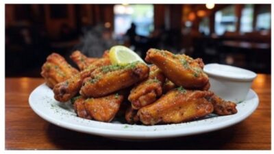 a platter of hot wings