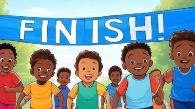 Runners at the finish line - the race of endurance