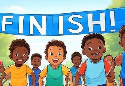 Runners at the finish line - the race of endurance