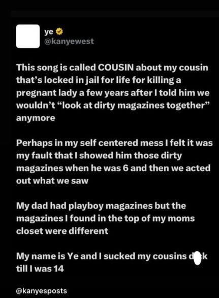 kanye west incest post